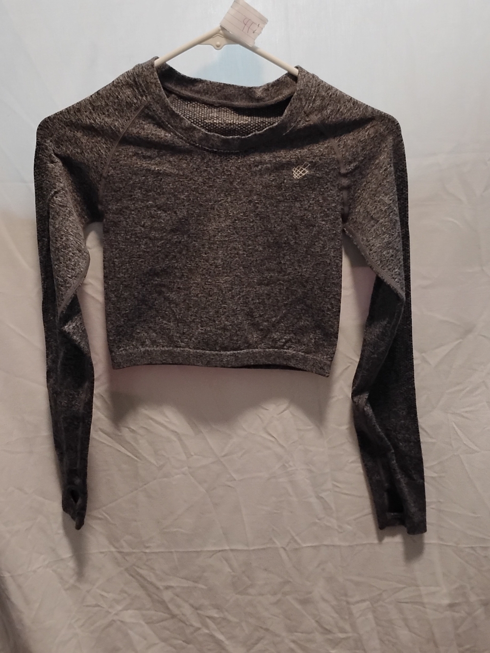 Jed North Heather Grey Seamless Long Sleeve Crop Top Thumbholes Women's Size S